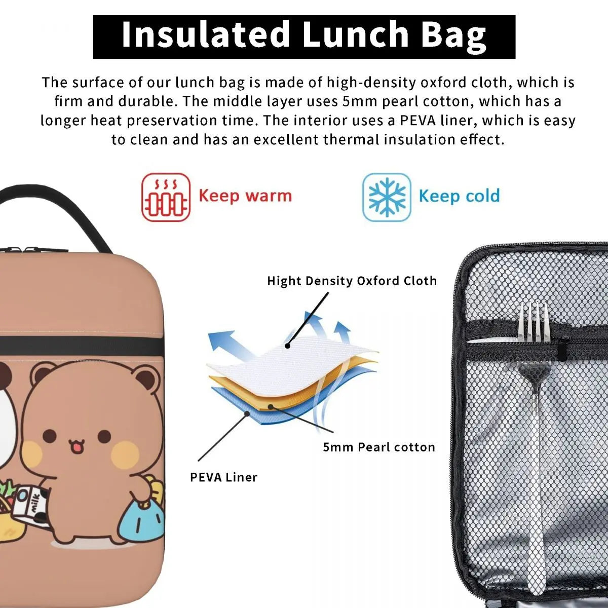 Cute Bubu And Dudu Insulated Lunch Bag